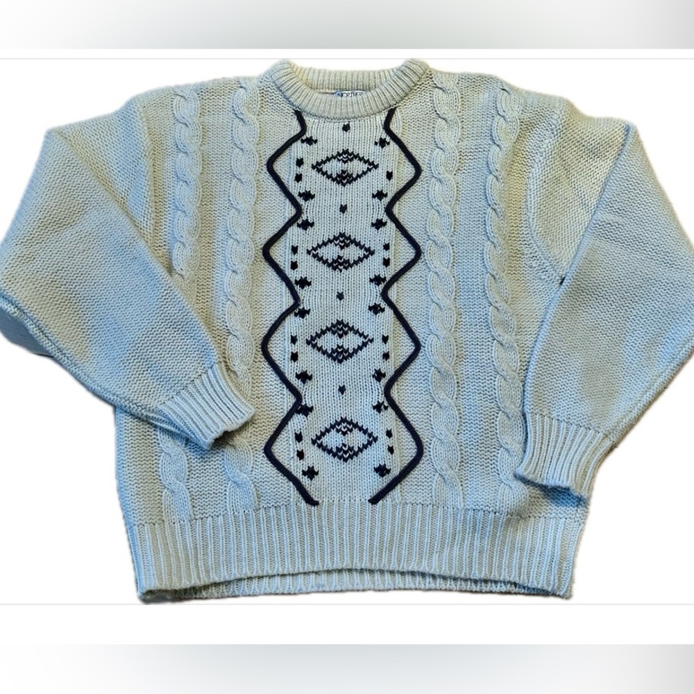 Northern Spirit by Hudson Bay vintage Cream Cable Knit Sweater L